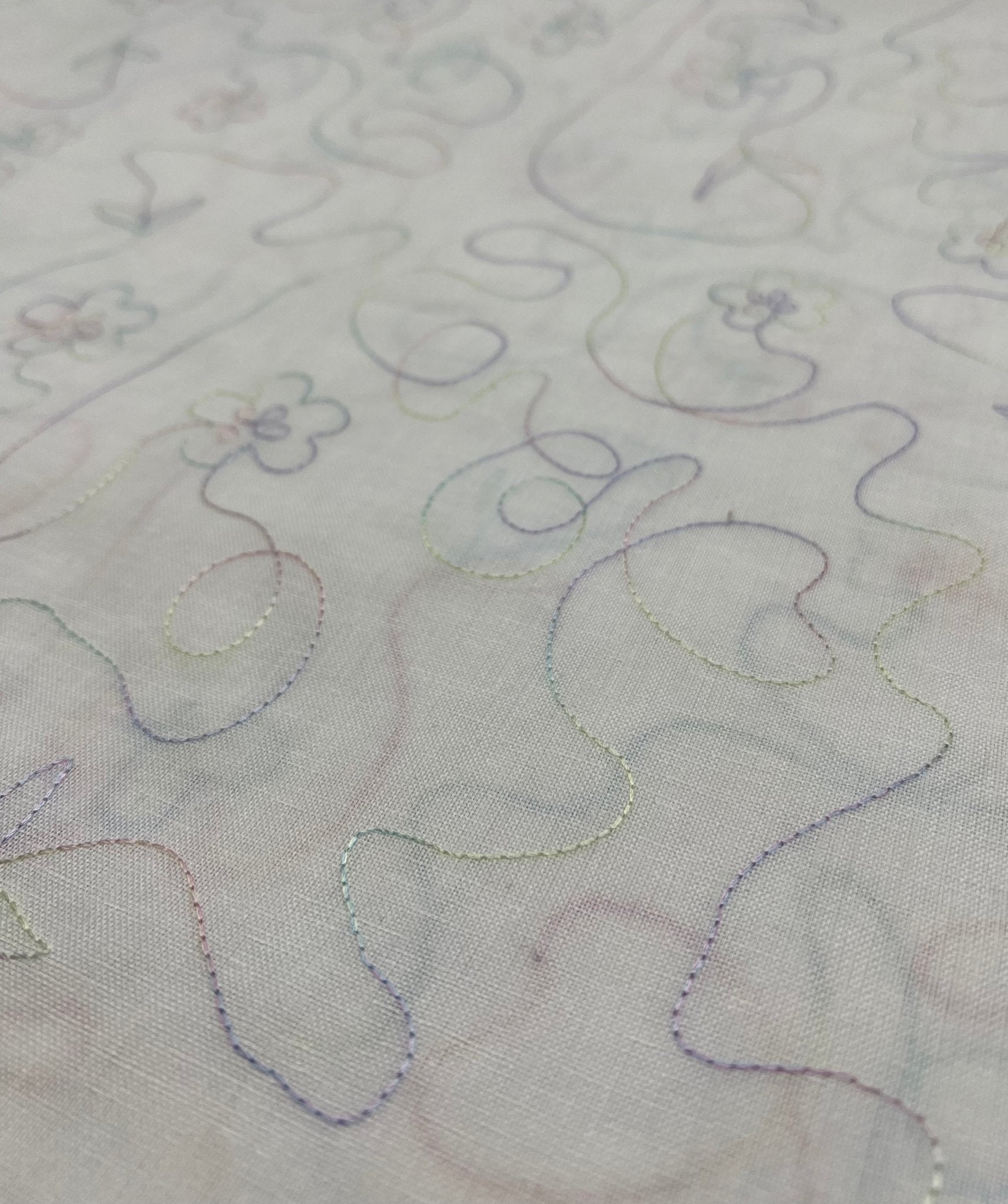 Embroidered Floral Multi Thread Non Stretch Woven Fabric - T9 Fabrics